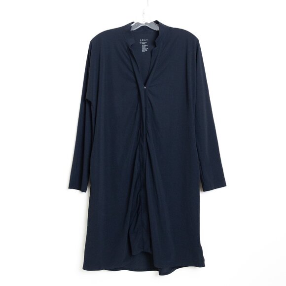 ADAY Something Borrowed Travel Snap Front Dress Navy Blue - Picture 3 of 13